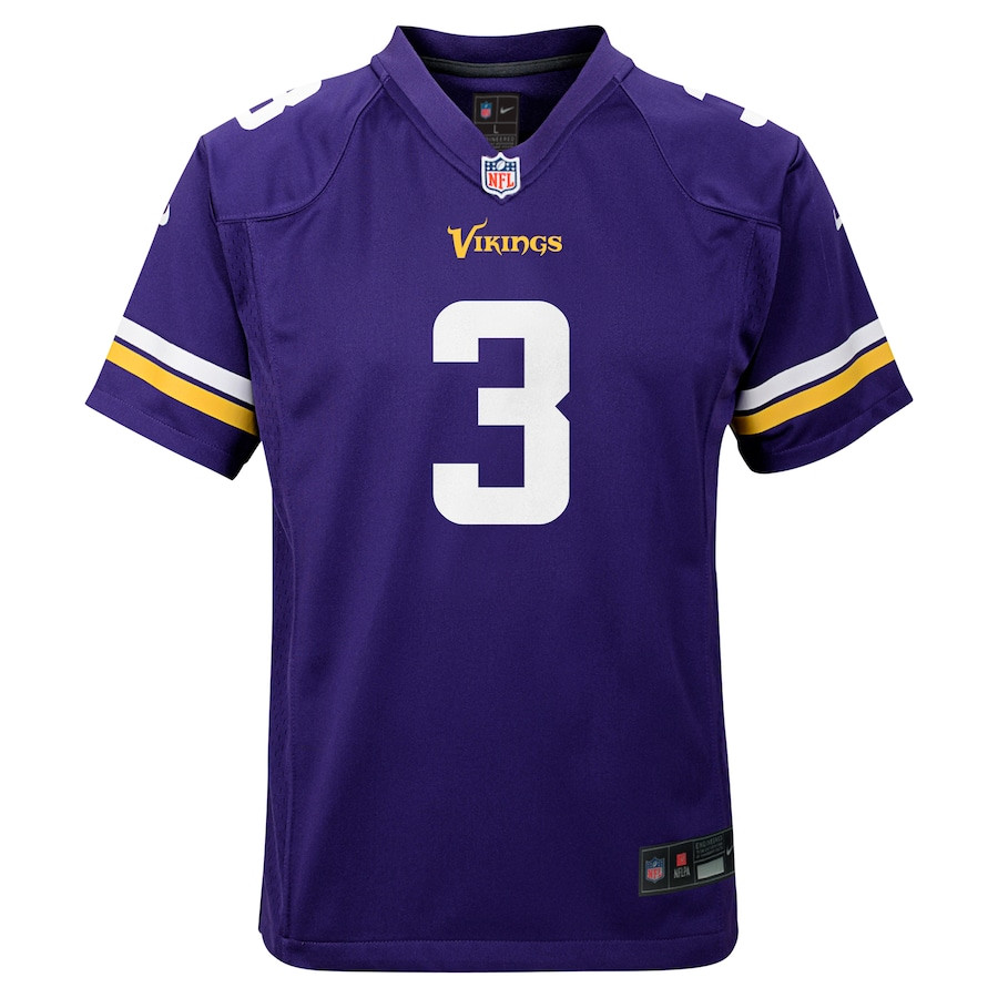 Jordan Addison 3 Minnesota Vikings Team Player Game Purple NFL Jersey Youth