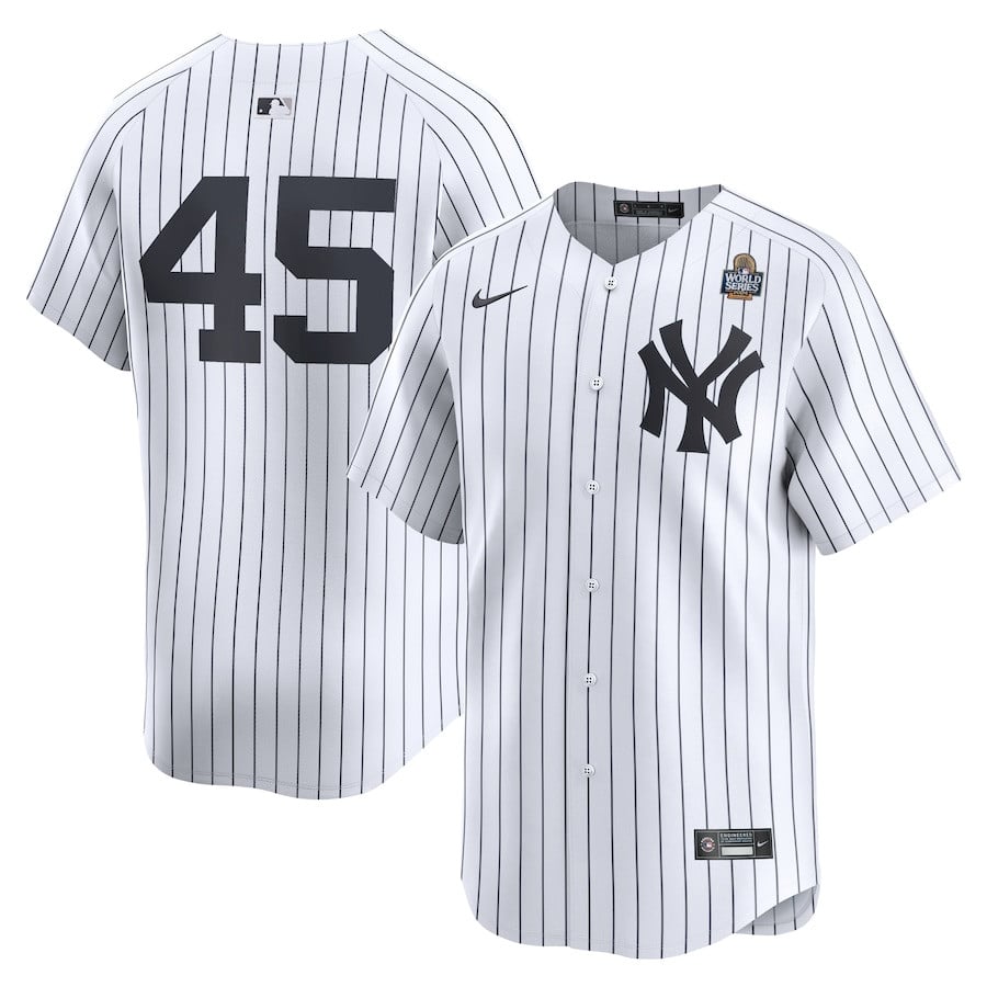 Gerrit Cole 45 New York Yankees 2024 World Series Home Limited White MLB Jersey Men's