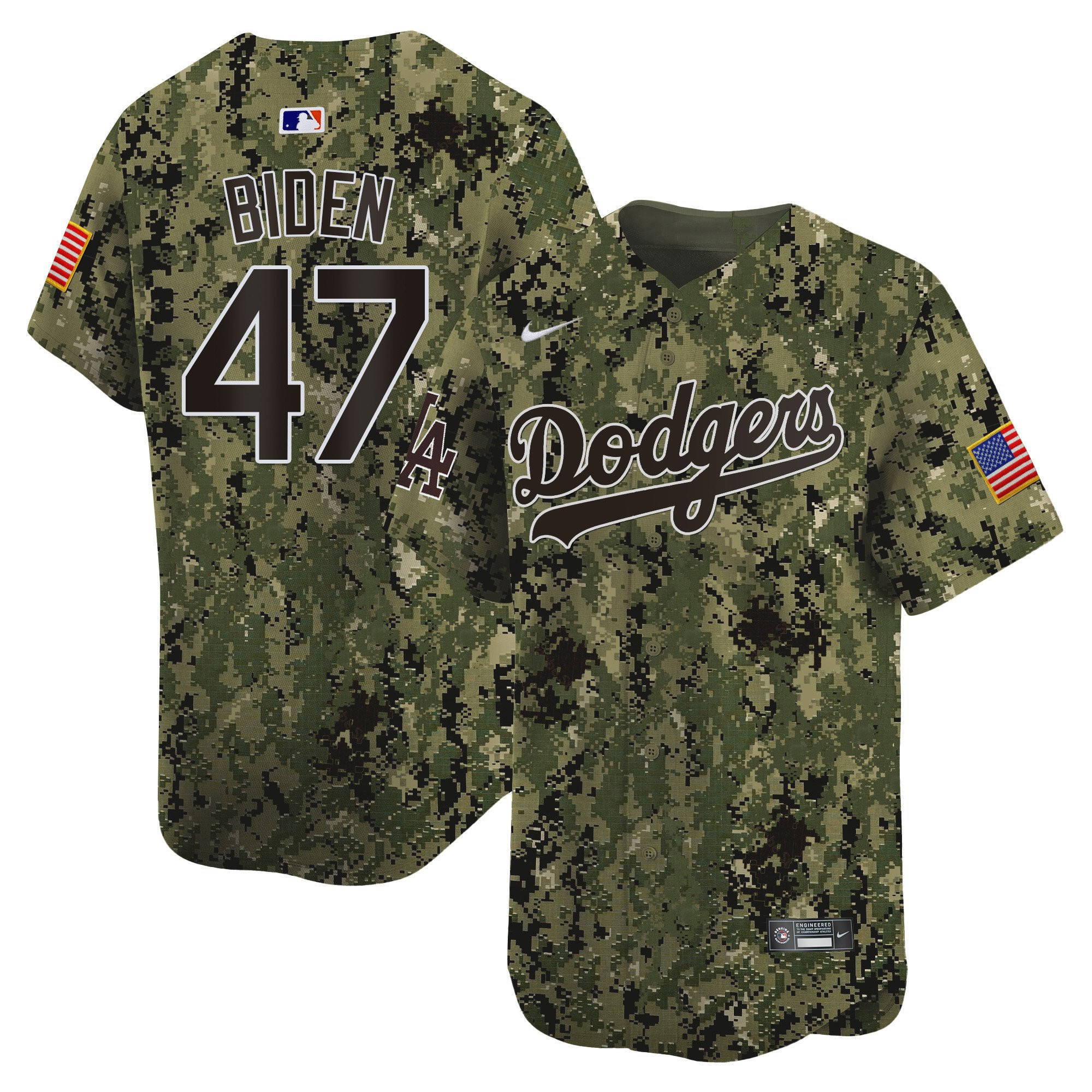Joe Biden 47 Los Angeles Dodgers USMC Alternate Limited Woodland MLB Jersey Men's