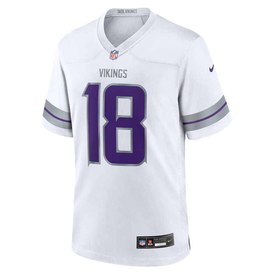 Justin Jefferson 18 Minnesota Vikings Alternate Game Player White NFL Jersey Men's