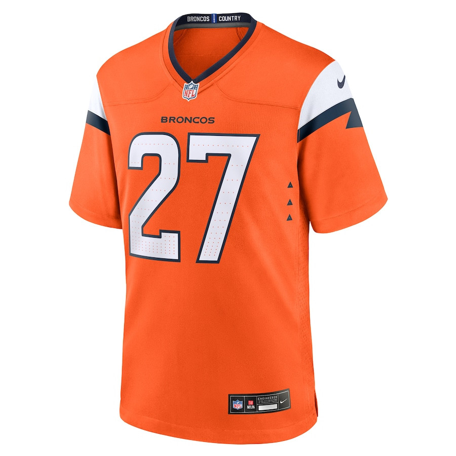 Damarri Mathis 27 Denver Broncos Team Game Orange NFL Jersey Men's