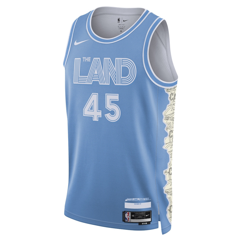 Donovan Mitchell 45 Cleveland Cavaliers Unisex 2024/25 Swingman Player City Edition Light Blue NBA Jersey Unisex