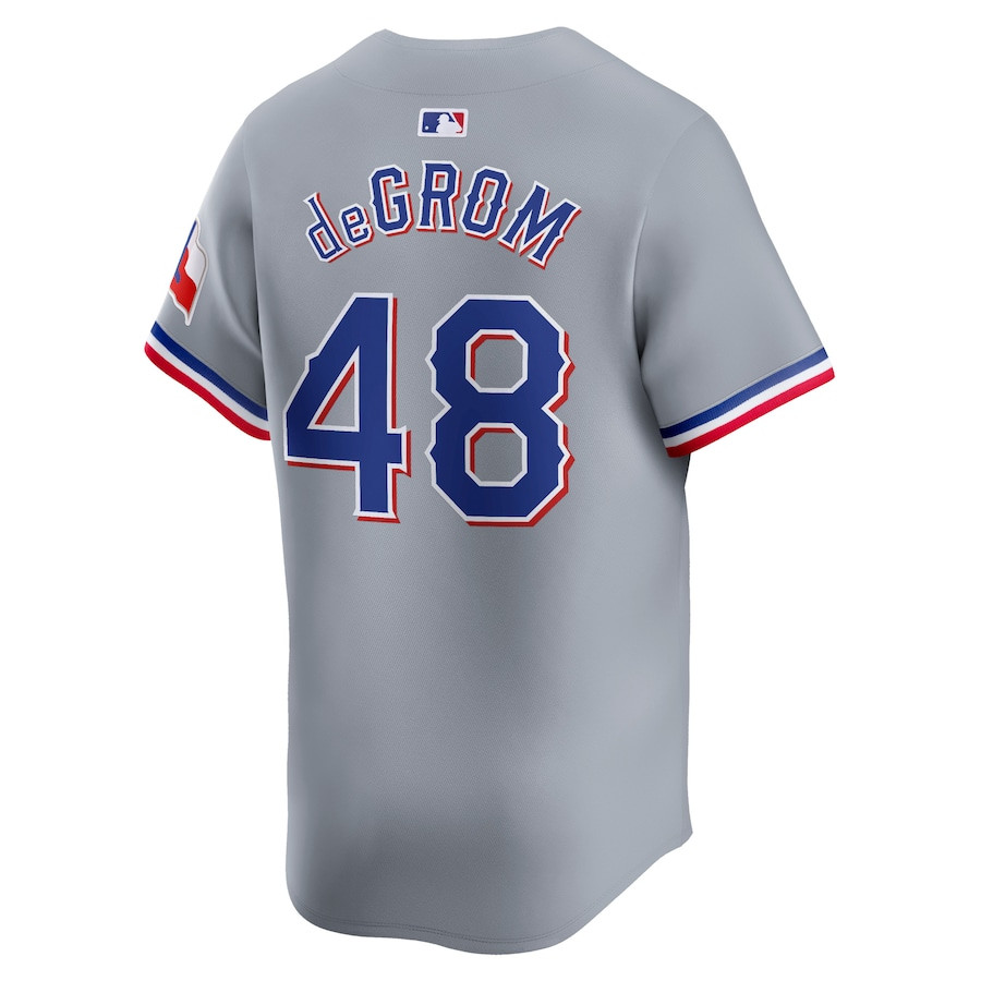 Jacob deGrom 48 Texas Rangers Away Limited Player Gray MLB Jersey Men's