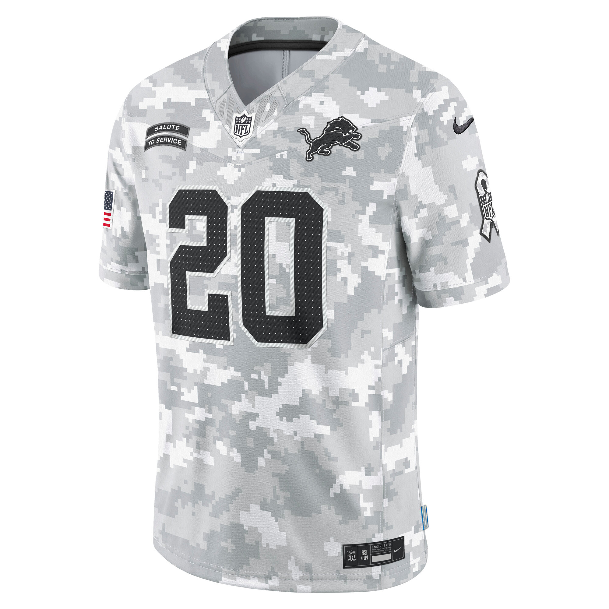 Detroit Lions Barry Sanders Arctic Camo 2024 Salute to Service Retired Player Limited NFL Jersey Men's