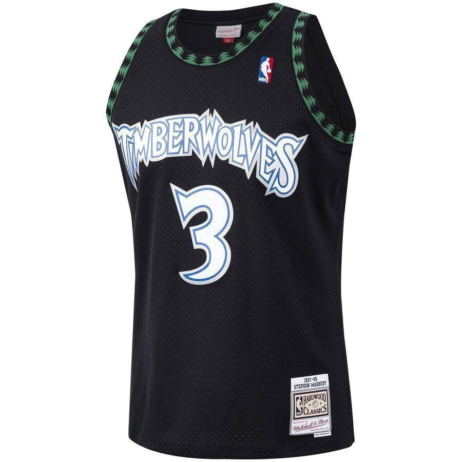 Stephon Marbury Minnesota Timberwolves Mitchell Ness 1997-98 Hardwood Classics Swingman Player Black NBA Jersey Men's