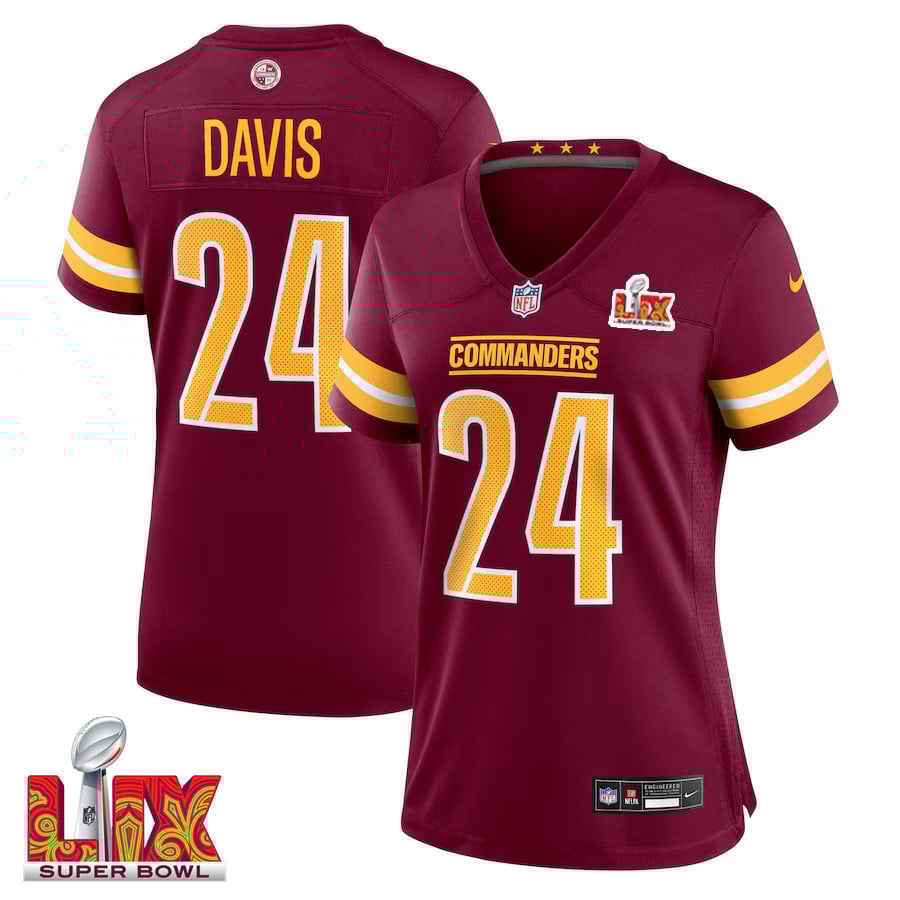 Michael Davis #24 Washington Commanders Super Bowl LIX Burgundy NFL Jersey Women's