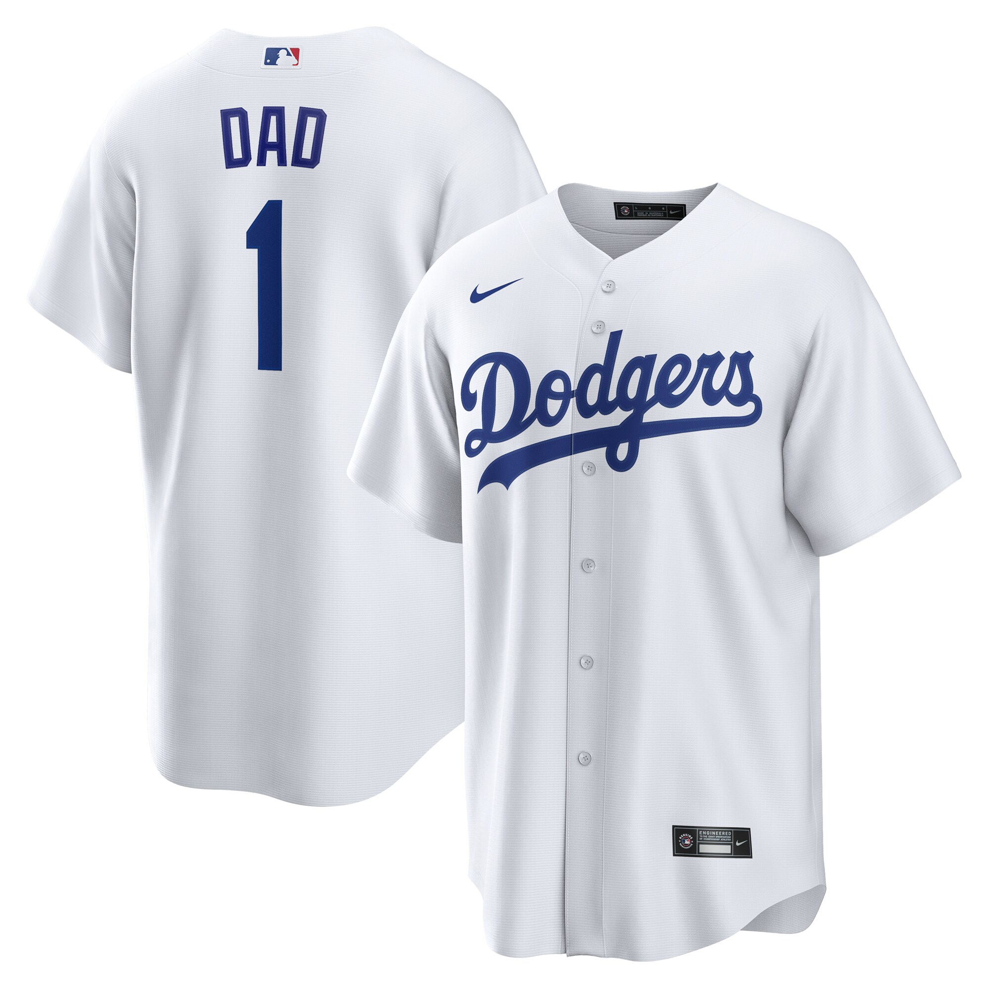 Los Angeles Dodgers White #1 Dad Home MLB Jersey Men's