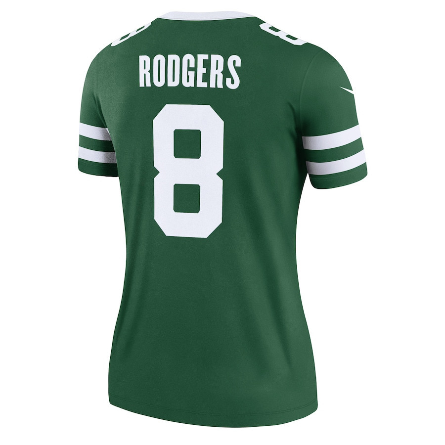Aaron Rodgers 8 New York Jets Alternate Legend, Legacy Green NFL Jersey Women's