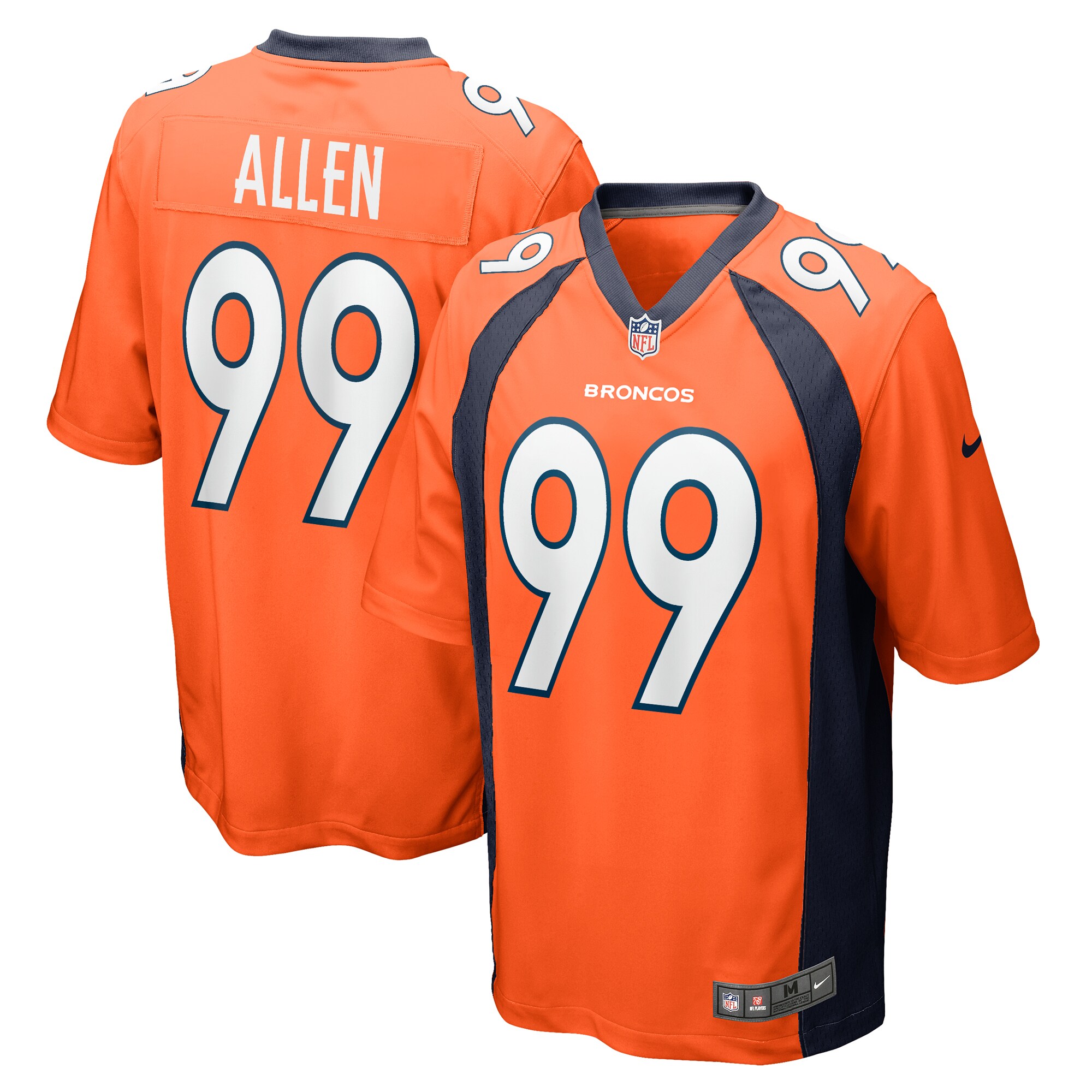 Denver Broncos Zach Allen Orange Game Player NFL Jersey Men's