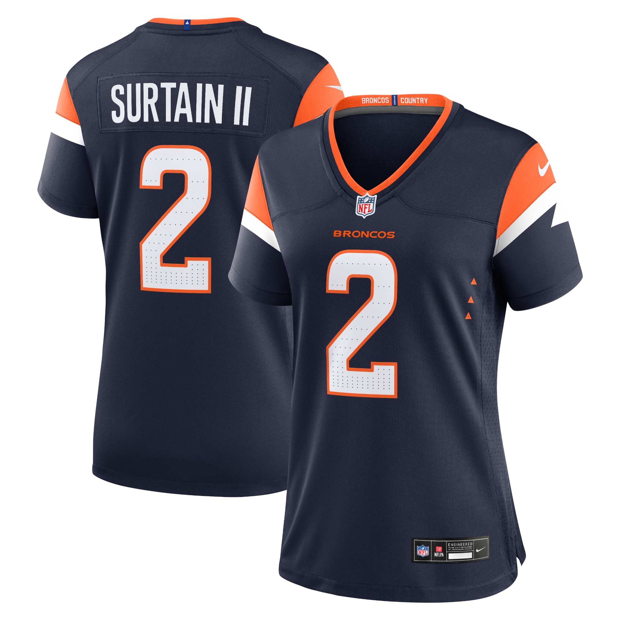 Denver Broncos Patrick Surtain II Navy Mile High Collection Alternate Game NFL Jersey Women's