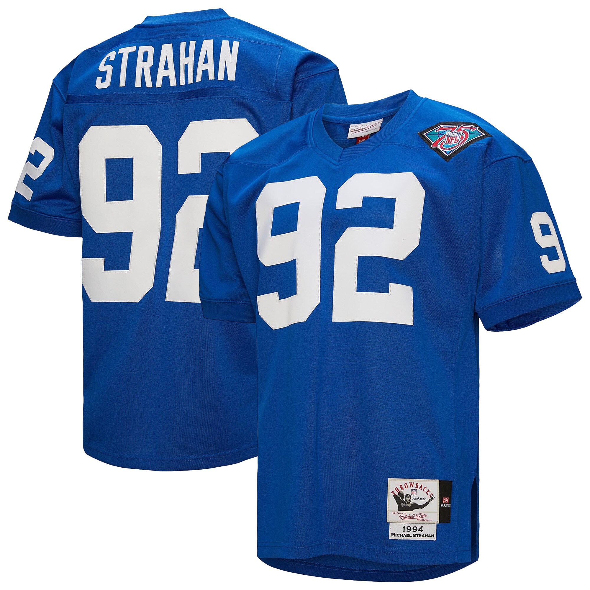 New York Giants 1994 Michael Strahan Mitchell Ness Royal Throwback Retired Player NFL Jersey Men's