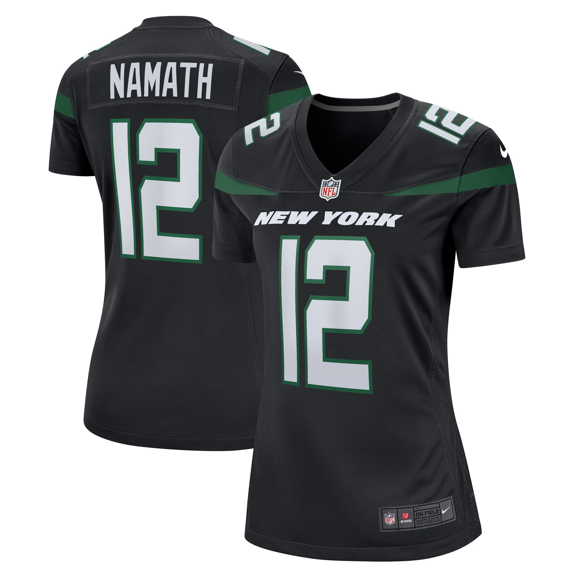 New York Jets Joe Namath Black Retired Player NFL Jersey Women's