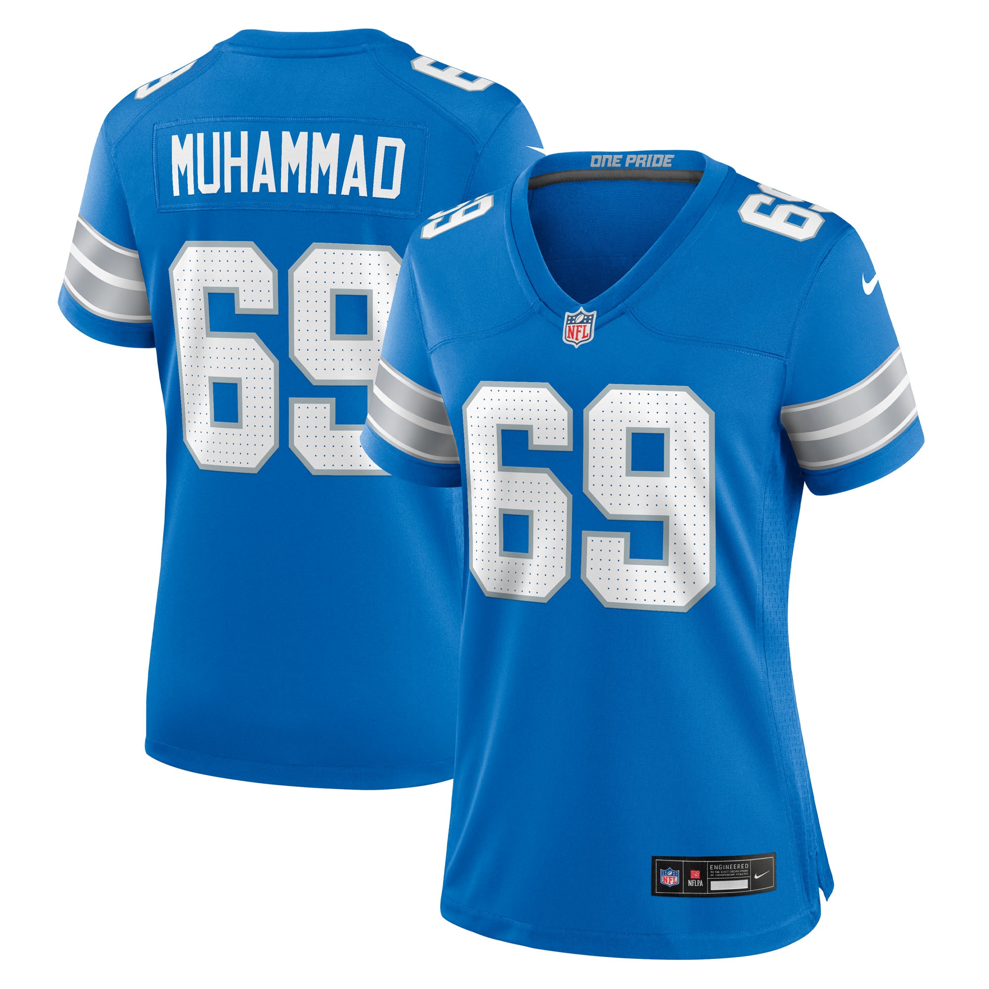 Detroit Lions Al-Quadin Muhammad Blue Team Game NFL Jersey Women's