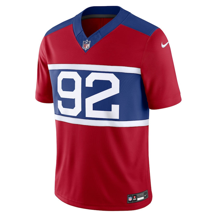 Michael Strahan 92 New York Giants Alternate Vapor F.U.S.E. Retired Player Limited Century Red NFL Jersey Men's