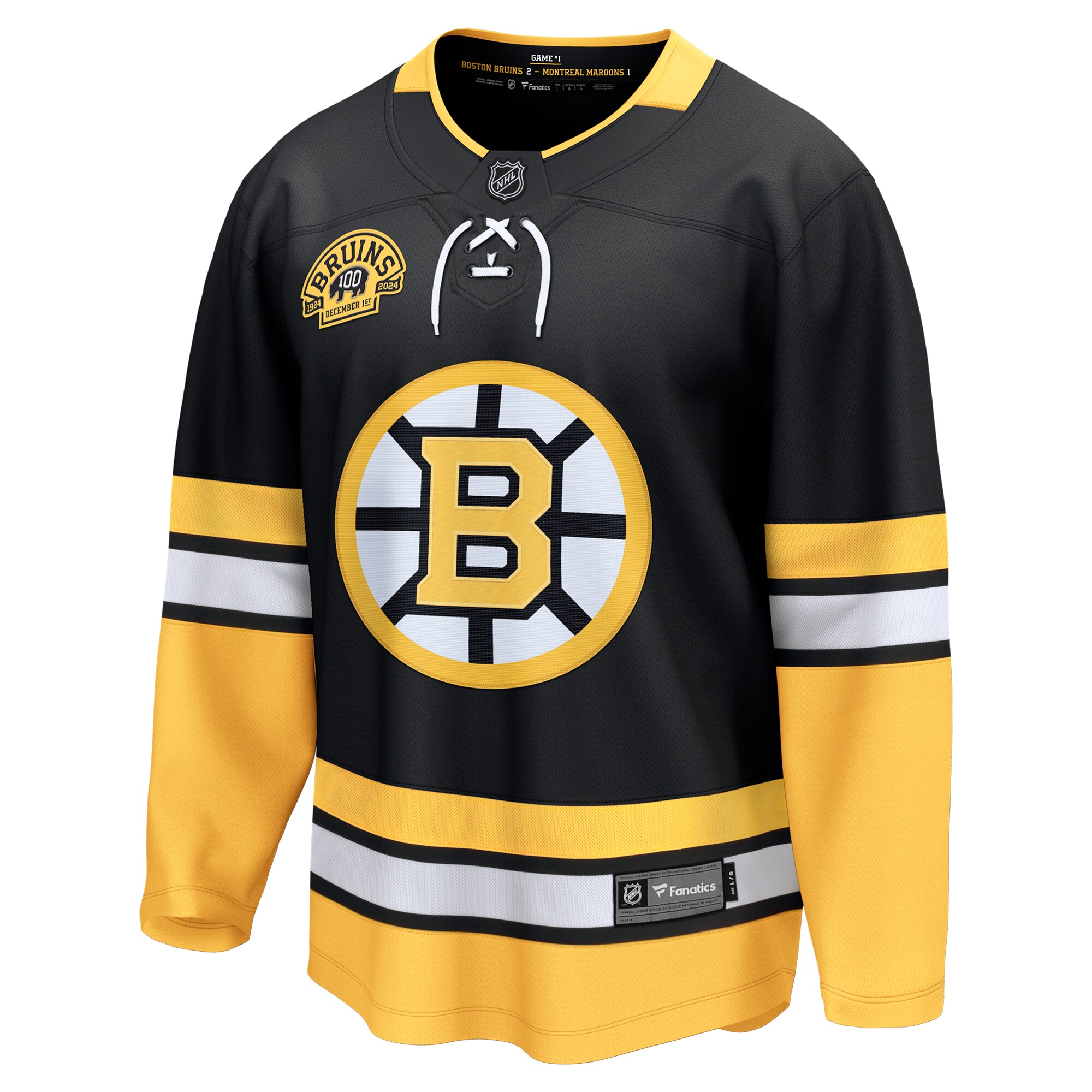 Boston Bruins Black 100th Anniversary Premier Breakaway NHL Jersey Men's