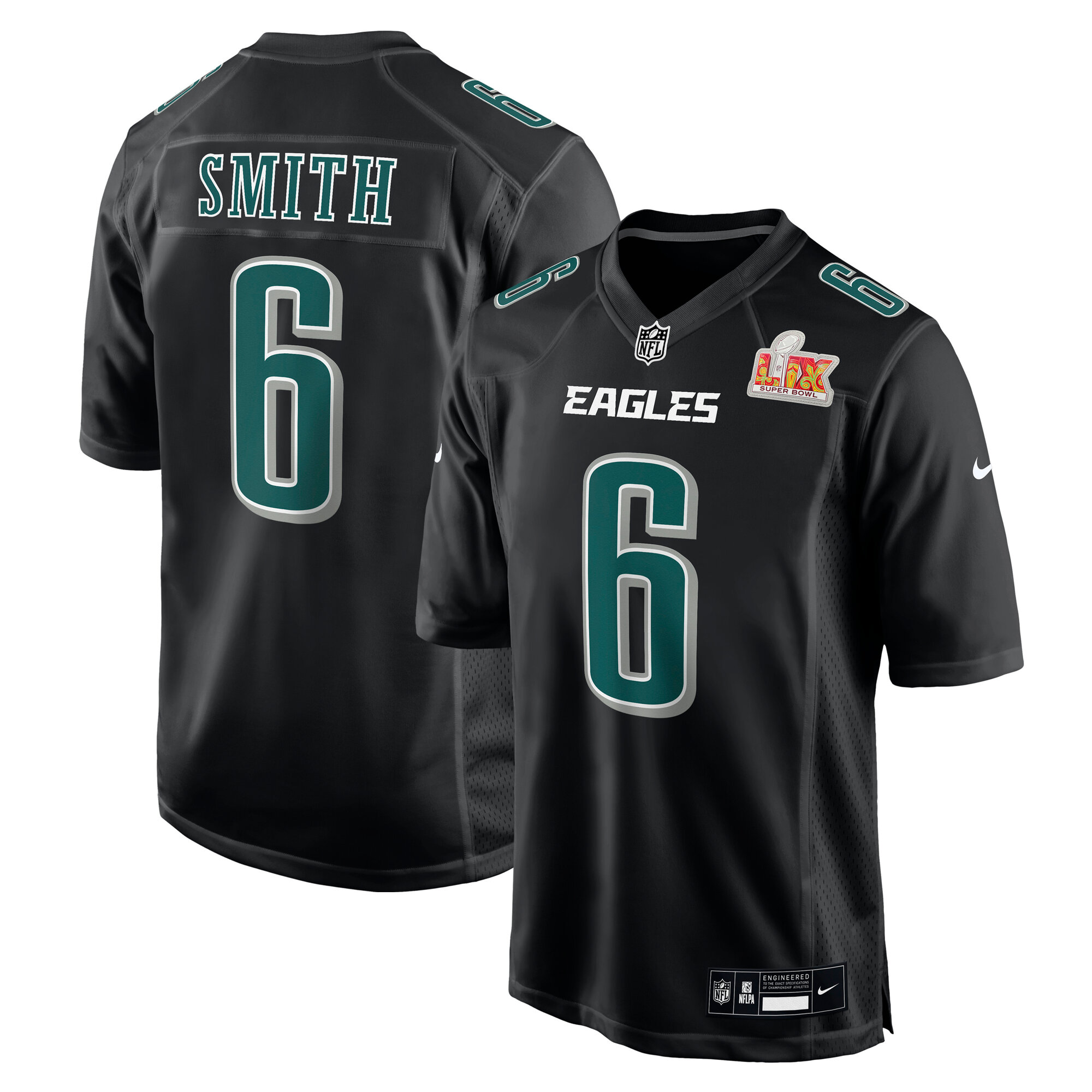 Philadelphia Eagles DeVonta Smith Carbon Black Super Bowl LIX Fashion Game Player NFL Jersey Men's