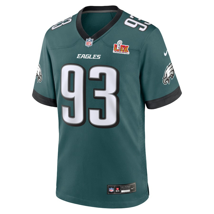 Milton Williams #93 Philadelphia Eagles Super Bowl LIX Midnight Green NFL Jersey Men's