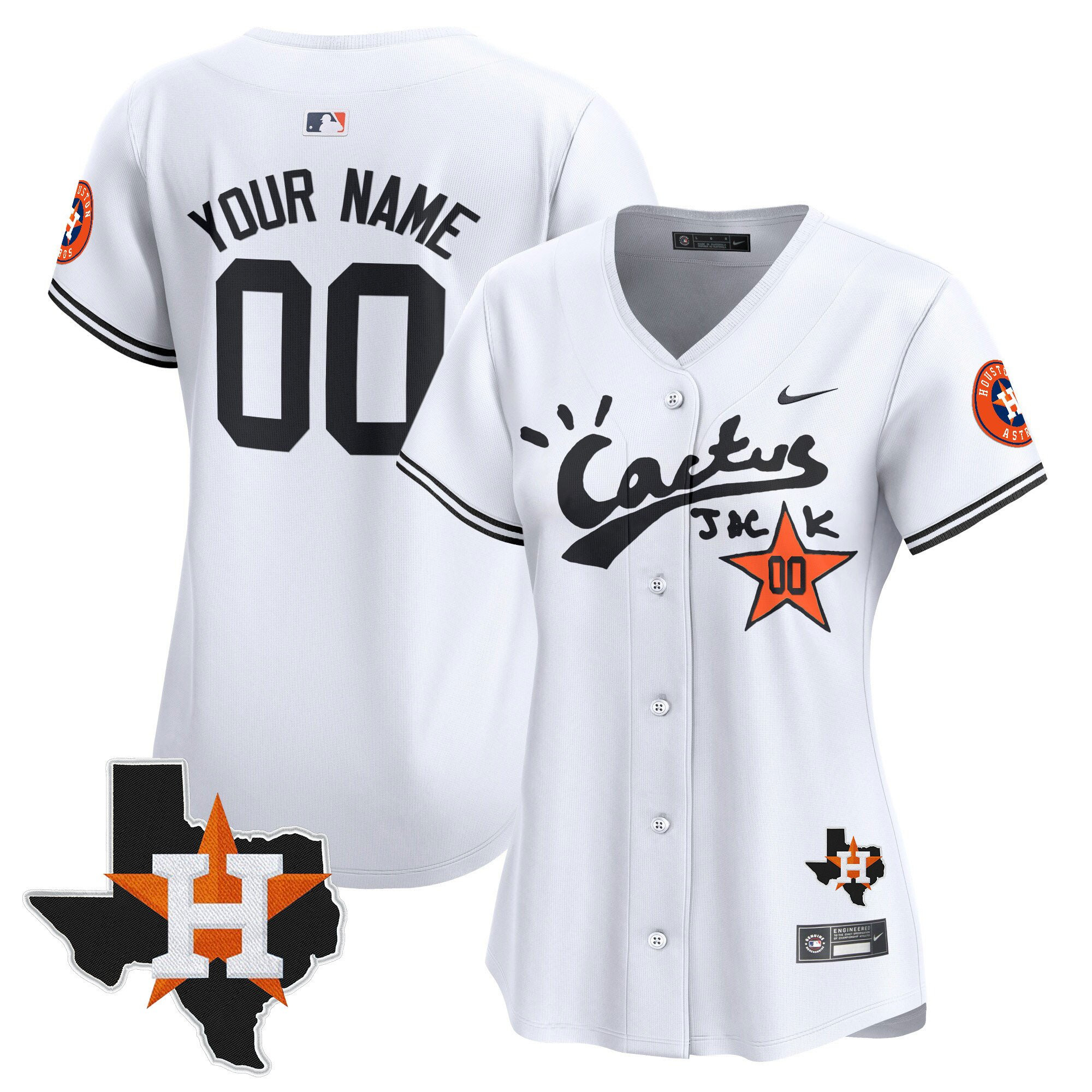 Houston Astros Cactus Jack Houston Patch Custom Limited MLB Jersey Women's