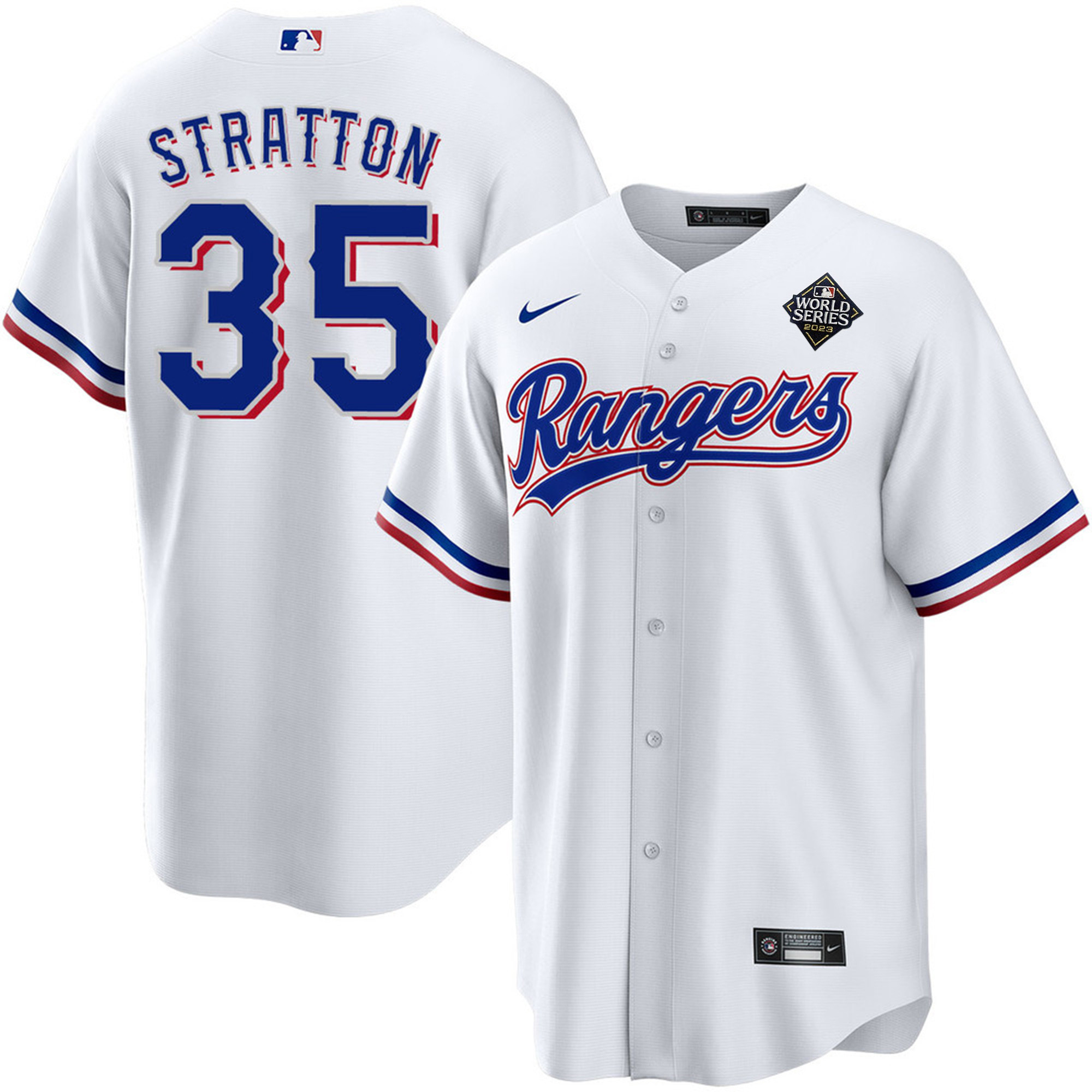 Chris Stratton 35 Texas Rangers 2023 World Series Stitched White MLB Jersey Men's