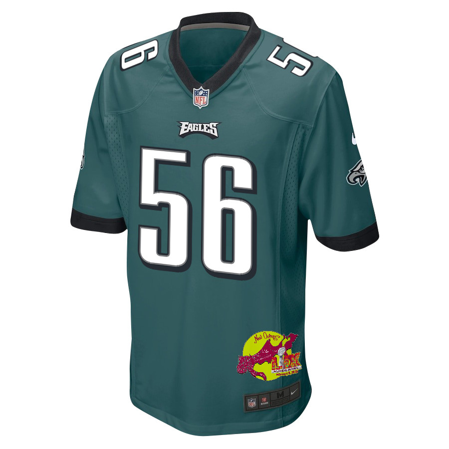 Tyler Steen 56 Philadelphia Eagles Super Bowl LIX New Orleans Patch Game Midnight Green NFL Jersey Men's