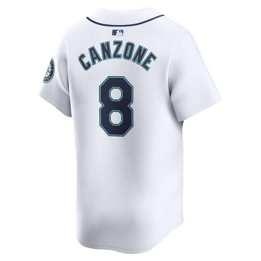 Dominic Canzone 8 Seattle Mariners Home Limited Player White MLB Jersey Men's