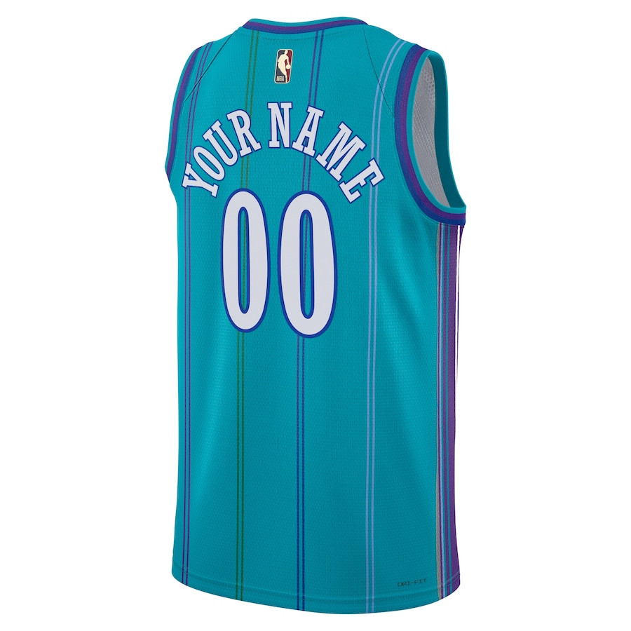 Charlotte Hornets Hardwood Classic Edition Swingman Custom Teal NBA Jersey Men's