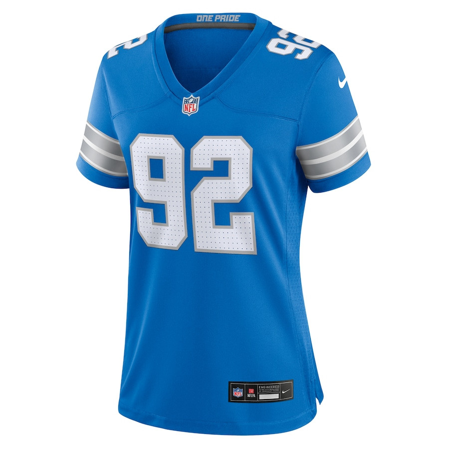 Marcus Davenport 92 Detroit Lions Team Game Blue NFL Jersey Women's