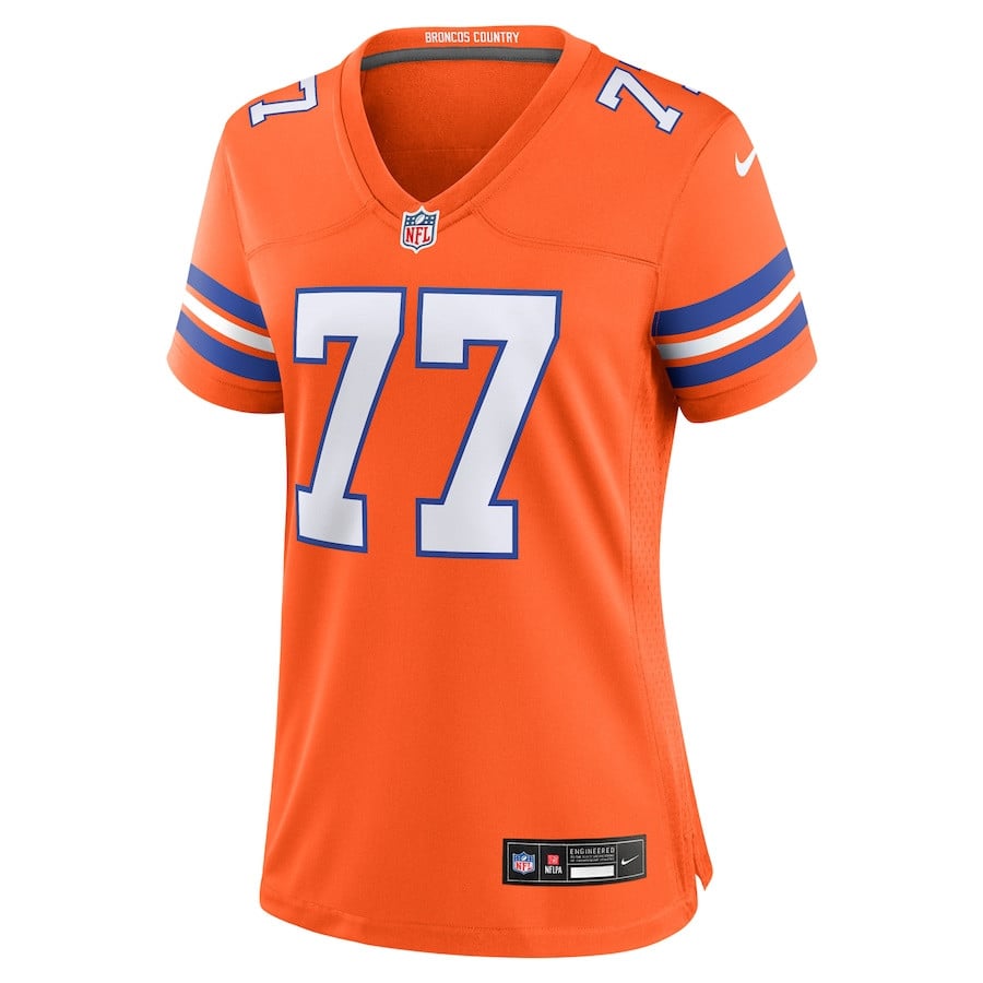 Quinn Meinerz 77 Denver Broncos Mile High Collection 1977 Throwback Player Game Orange NFL Jersey Women's