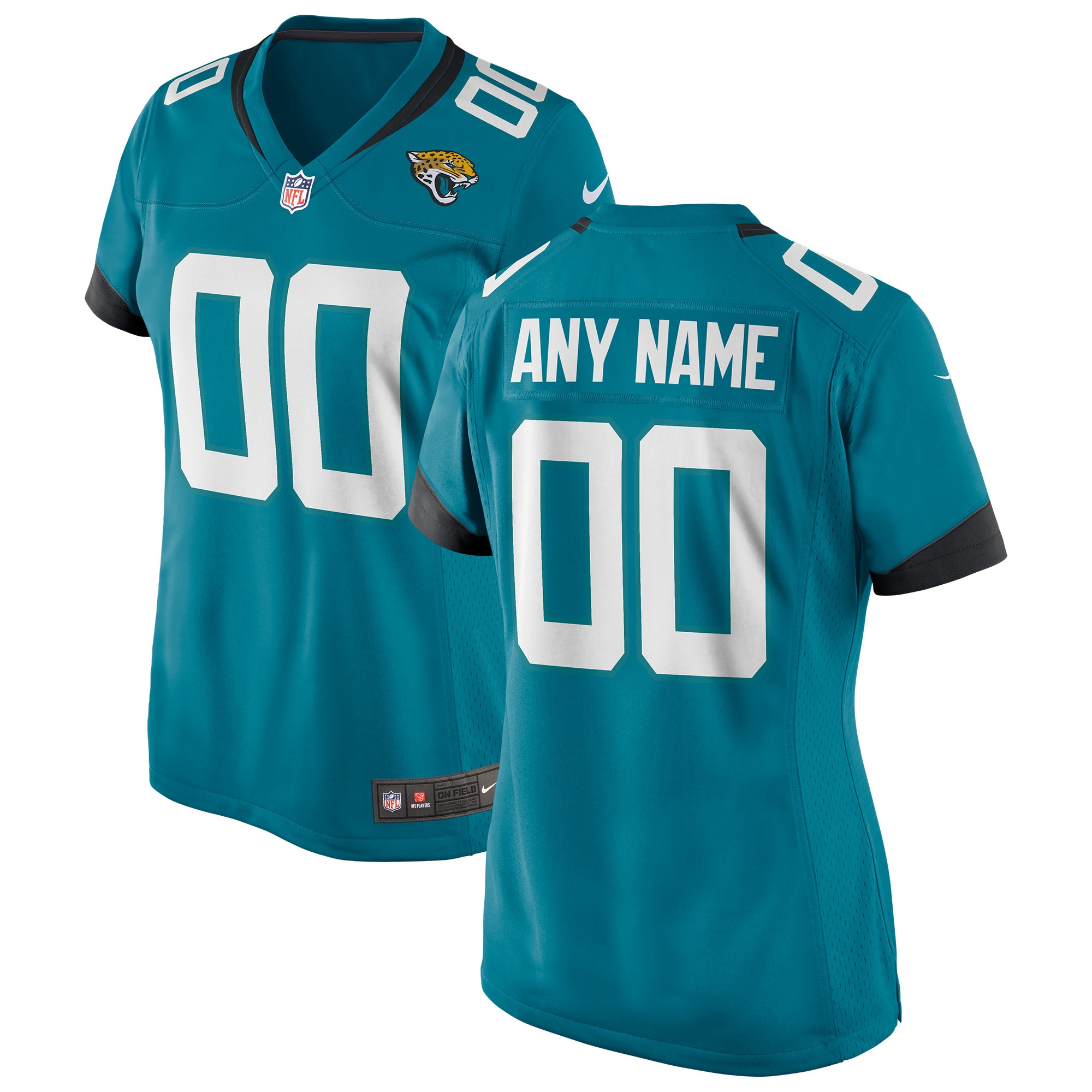 Teal Jacksonville Jaguars Custom Team NFL Jersey Women's