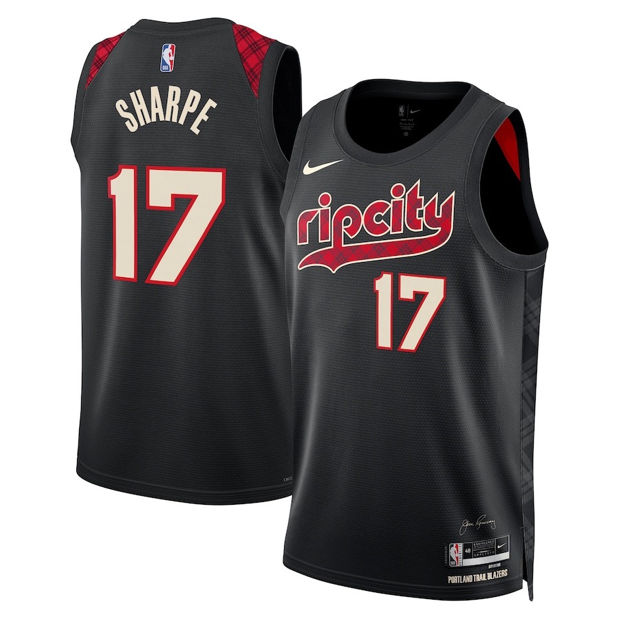 Shaedon Sharpe 17 Portland Trail Blazers 2023/24 City Edition Swingman Black NBA Jersey Men's