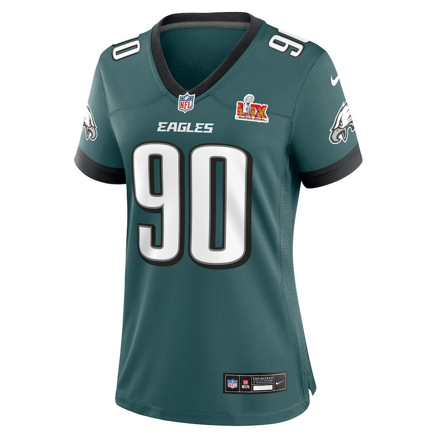 Jordan Davis #90 Philadelphia Eagles Super Bowl LIX Midnight Green NFL Jersey Women's