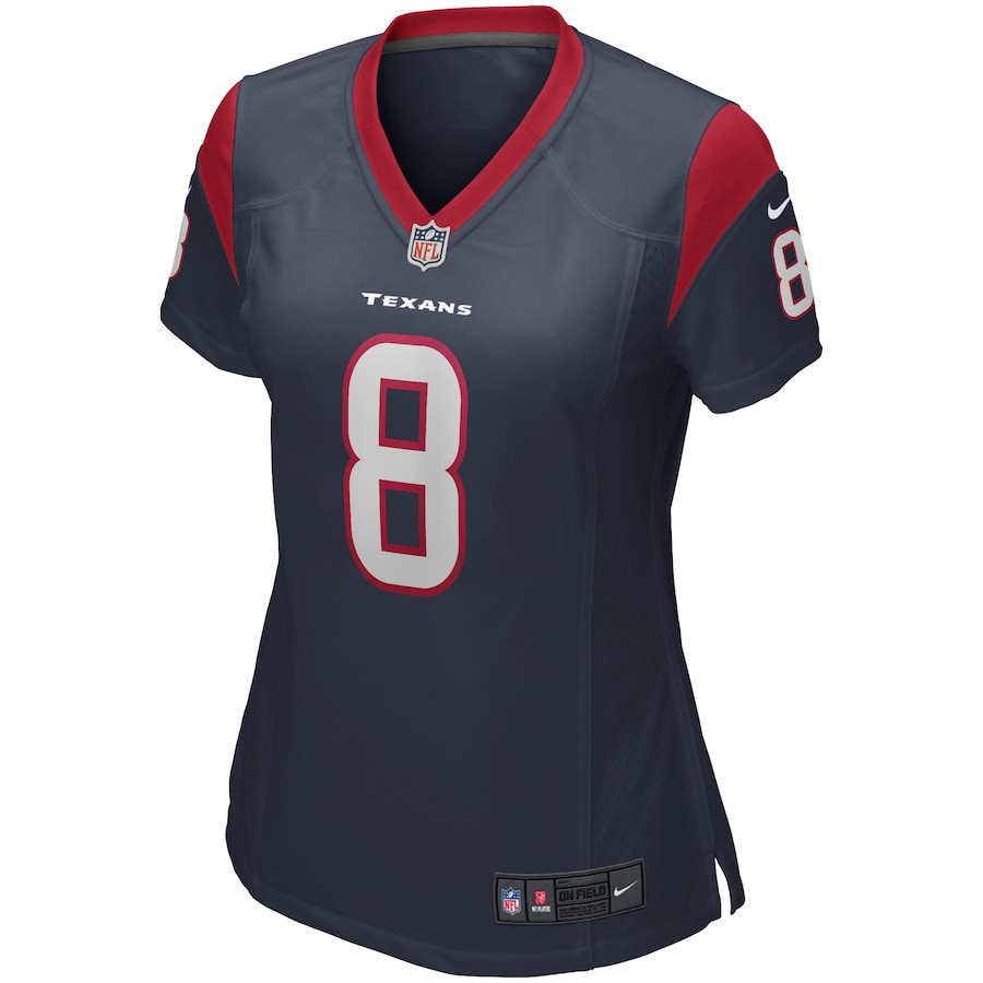 David Carr 8 Houston Texans Game Retired Navy NFL Jersey Women's