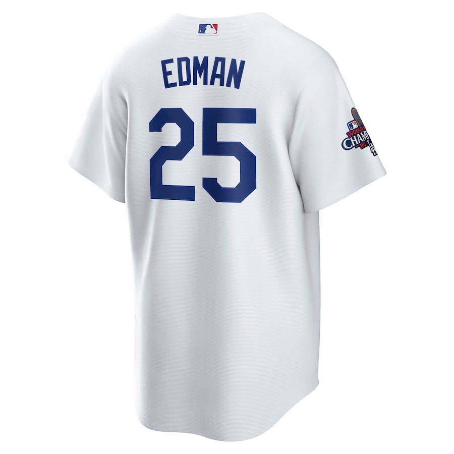 Tommy Edman 25 Los Angeles Dodgers 2024 World Series Champions Home Player White MLB Jersey Men's