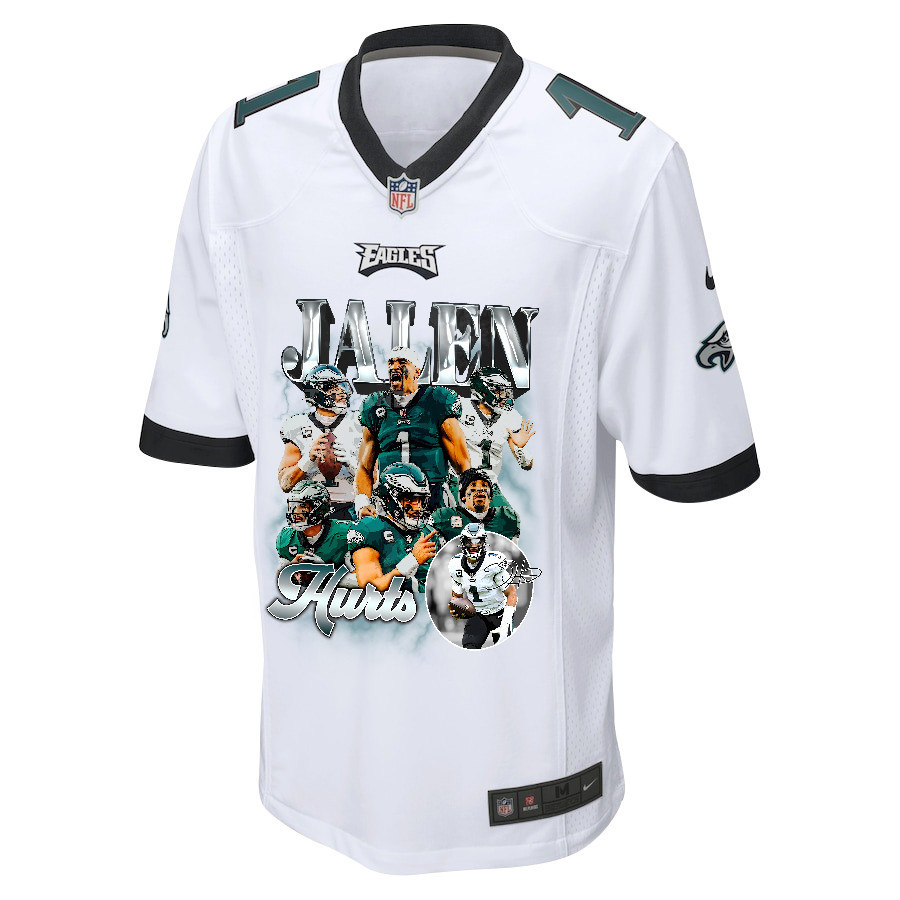 Jalen Hurts 1 Philadelphia Eagles Go Directly To Jalen Game White NFL Jersey Men's