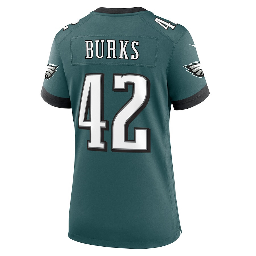 Oren Burks #42 Philadelphia Eagles Super Bowl LIX Midnight Green NFL Jersey Women's
