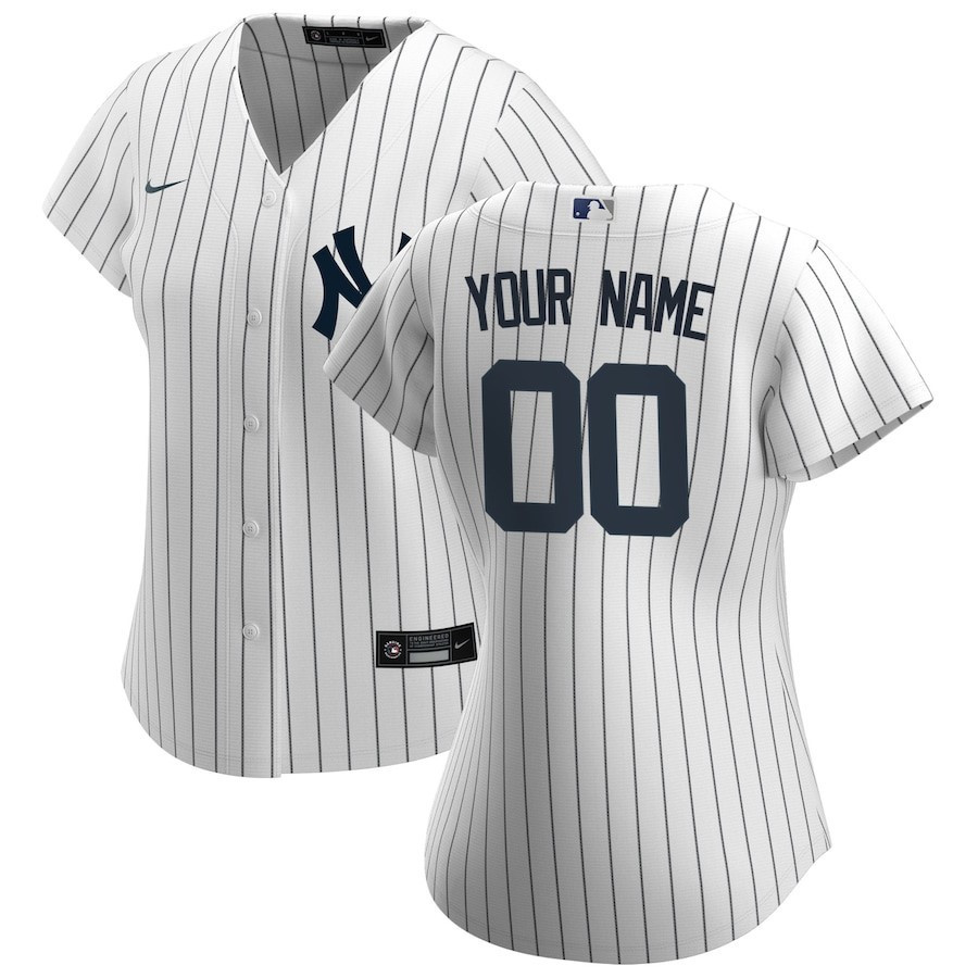 New York Yankees Home Custom White MLB Jersey Women's