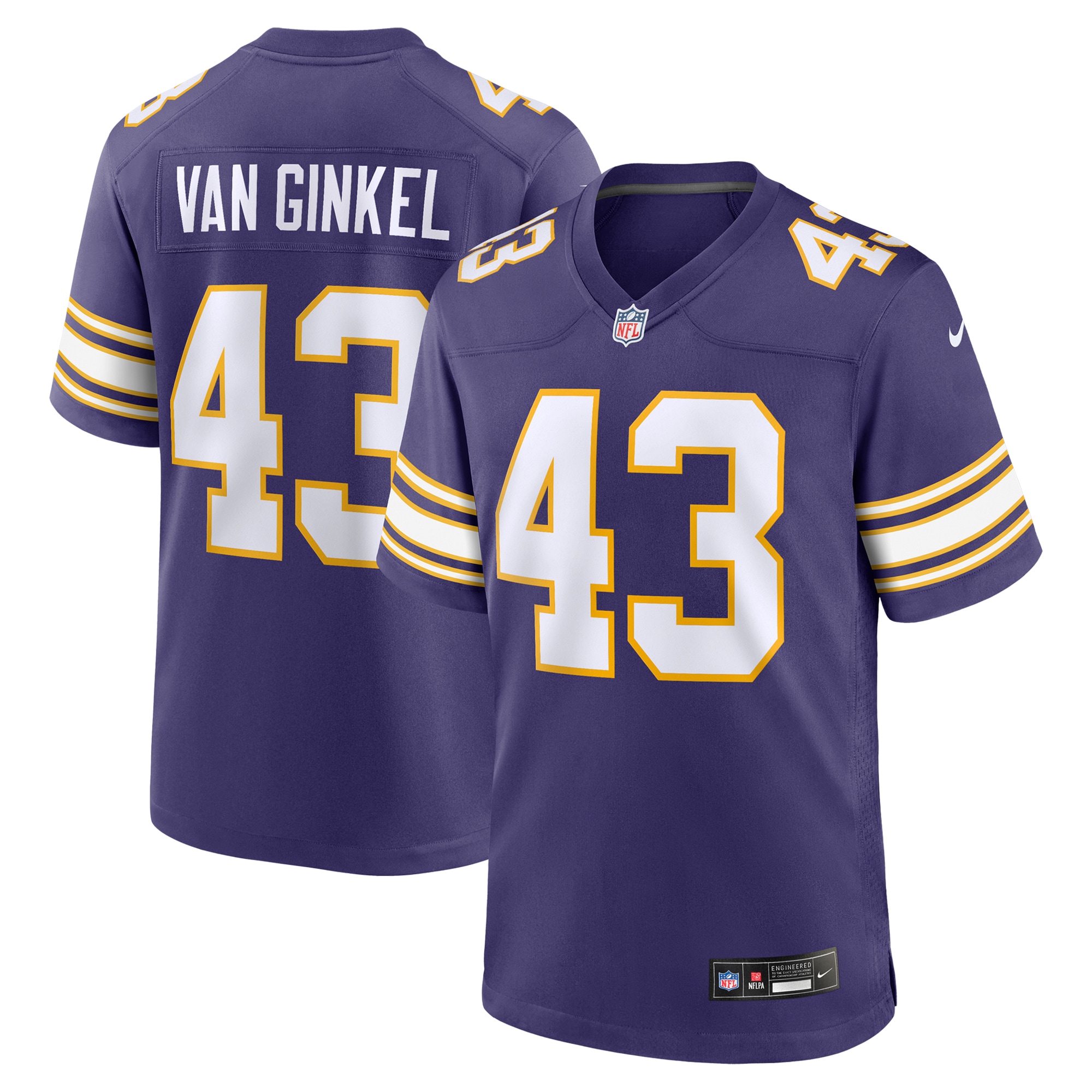 Minnesota Vikings Andrew Van Ginkel Purple Alternate Game NFL Jersey Men's