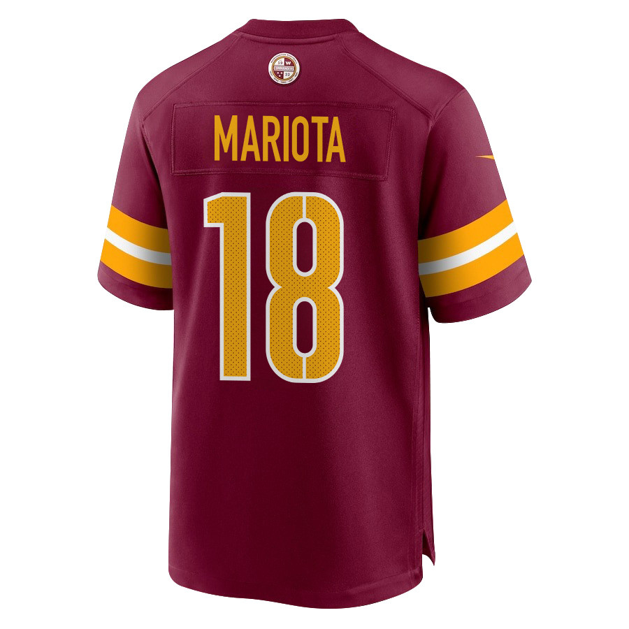 Marcus Mariota 18 Washington Commanders Super Bowl LIX New Orleans Patch Game Burgundy NFL Jersey Men's