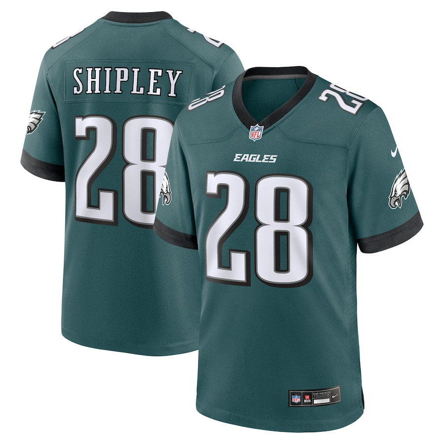 Will Shipley 28 Philadelphia Eagles Team Game Midnight Green NFL Jersey Men's