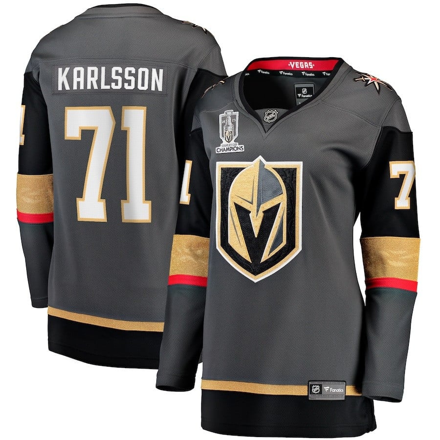 William Karlsson 71 Vegas Golden Knights 2023 Stanley Cup Champions Alternate Breakaway Black NHL Jersey Women's
