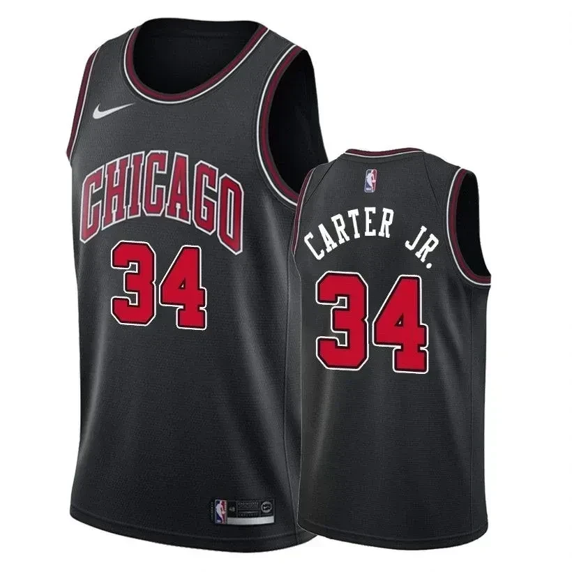 Chicago Bulls Wendell Carter Jr. 34 Statet Black NBA Jersey Men's