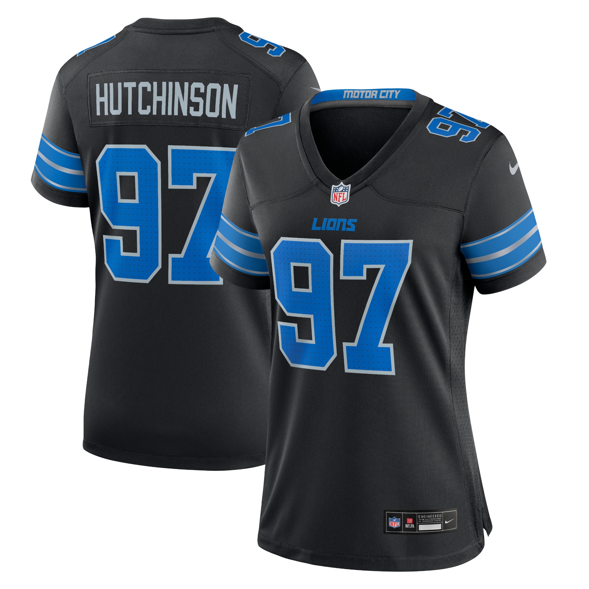 Detroit Lions Aidan Hutchinson Black 2nd Alternate Game NFL Jersey Women's