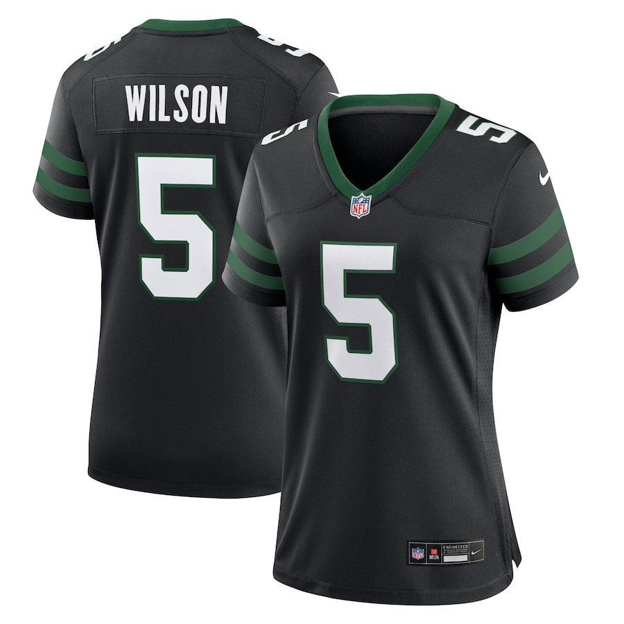 Garrett Wilson 5 New York Jets Alternate Game Women, Black NFL Jersey Women's