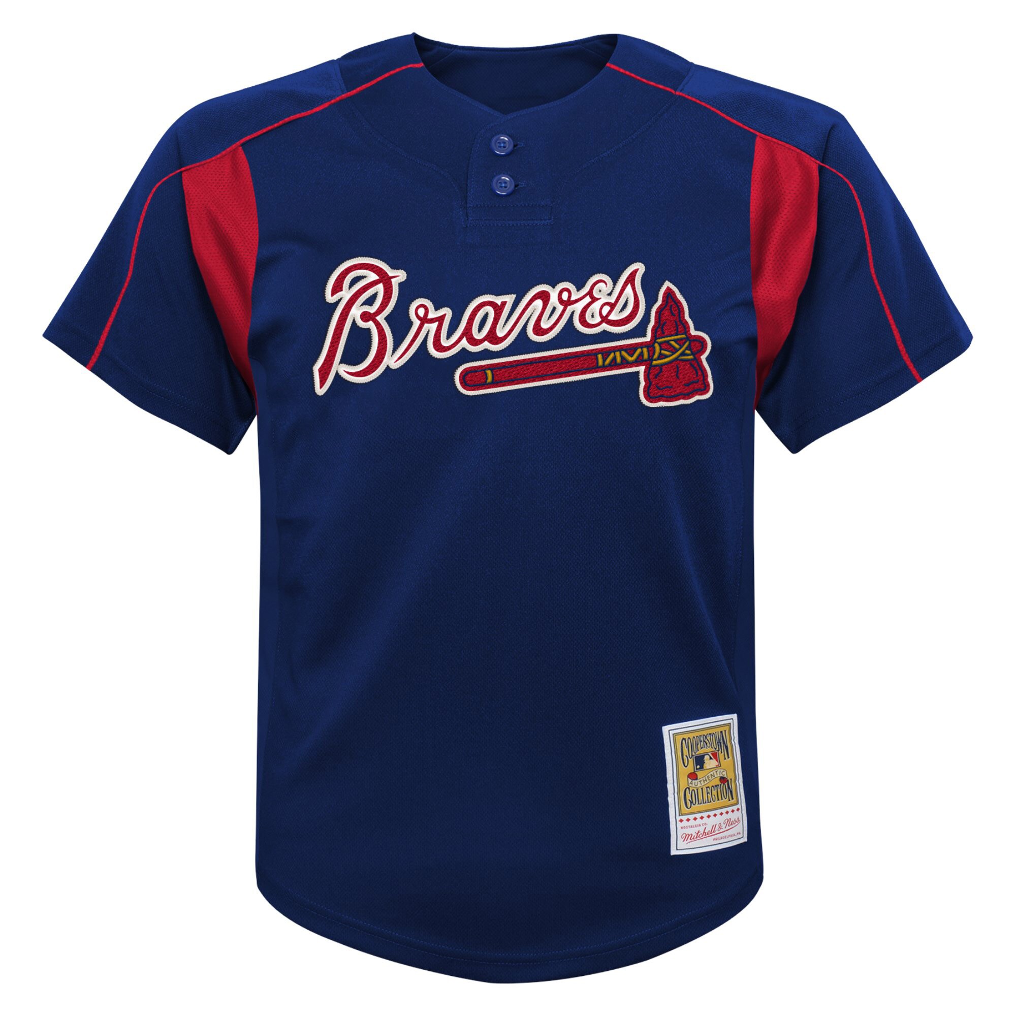 Atlanta Braves Chipper Jones Mitchell Ness Navy Cooperstown Collection Mesh Batting Practice MLB Jersey Youth