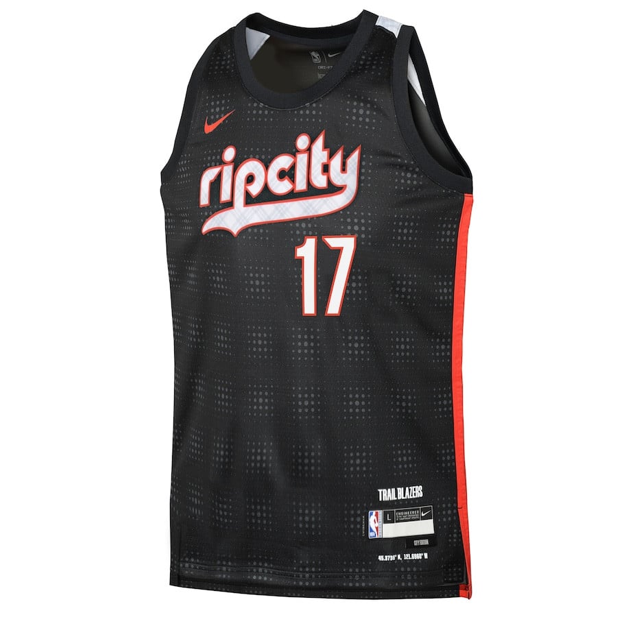 Shaedon Sharpe 17 Portland Trail Blazers 2024/25 Swingman Playe City Edition Black NBA Jersey Youth