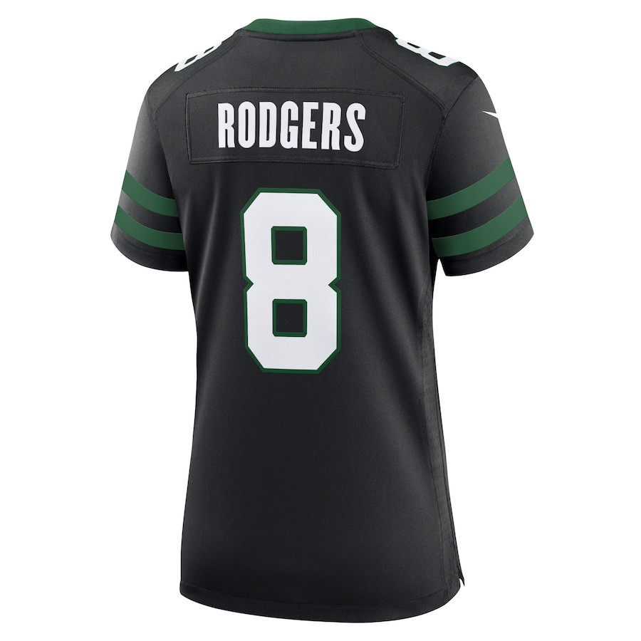 Aaron Rodgers 8 New York Jets Alternate Game Women, Black NFL Jersey Women's