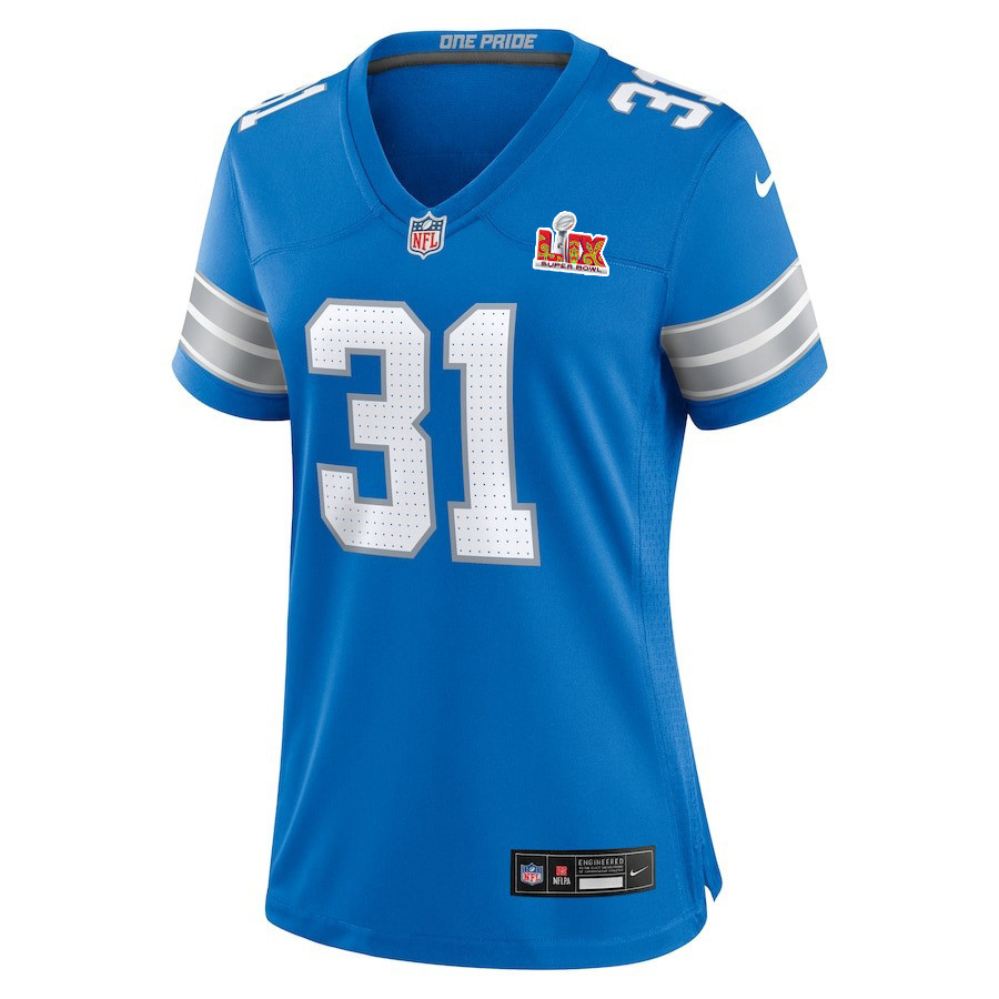 Kerby Joseph #31 Detroit Lions Super Bowl LIX Blue NFL Jersey Women's