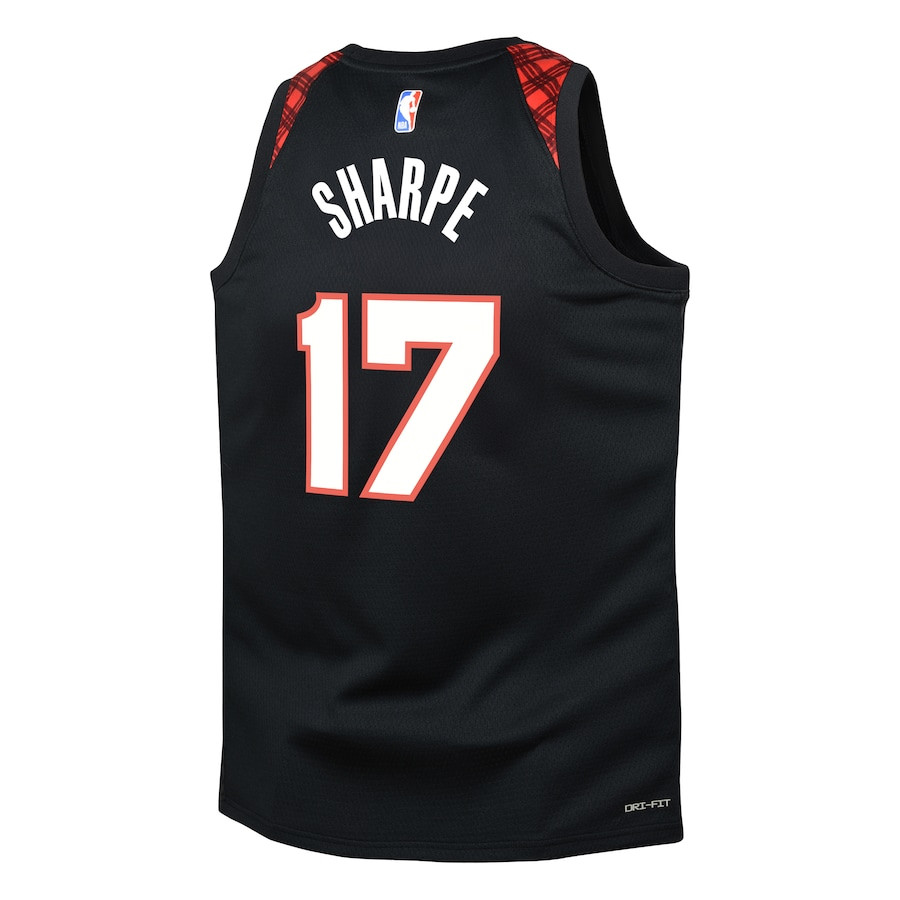 Shaedon Sharpe 17 Portland Trail Blazers 2023/24 City Edition Swingma Black NBA Jersey Youth
