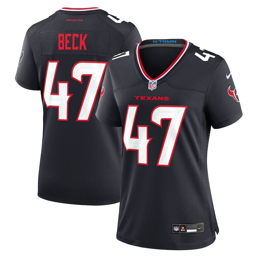 Andrew Beck 47 Houston Texans Team Game Navy NFL Jersey Women's