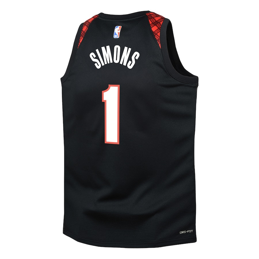 Anfernee Simons 1 Portland Trail Blazers 2023/24 City Edition Swingma Black NBA Jersey Youth